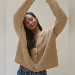 Jenni Kayne Cocoon Cardigan XXS Camel Wool Cashmere Minimalist Contemporary